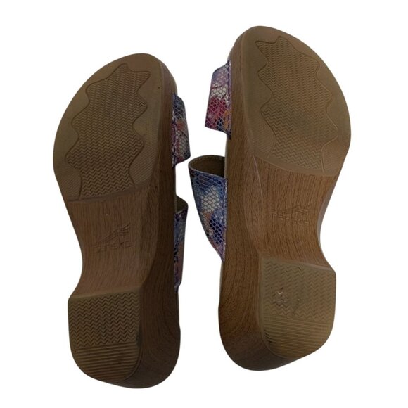 Dansko Sophie Sandals Womens 10 Watercolor Floral Snake Wedge Adjustable Leather - Picture 7 of 8